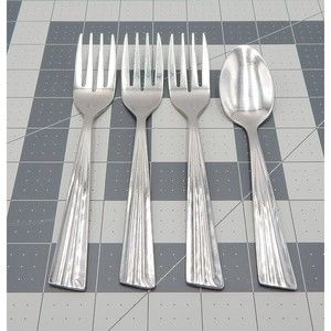Pacific Superior 1-7 Salad Dessert Forks Teaspoon Ribbed Angled Handles Lot of 4
